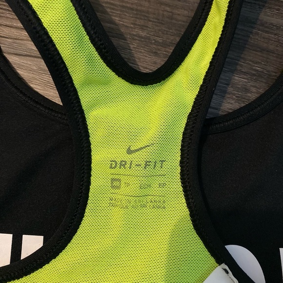 Nike Just Do It Logo Sports Bra Neon Black White - Picture 6 of 6